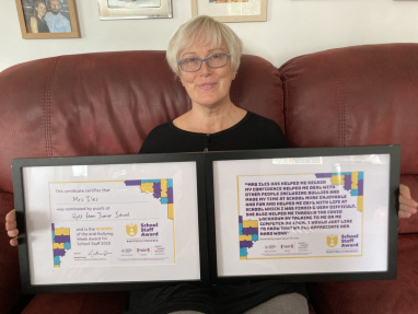 Mrs Iles with certificates