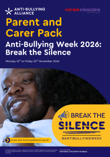 Cover page of the Anti-Bullying week parent carer resource