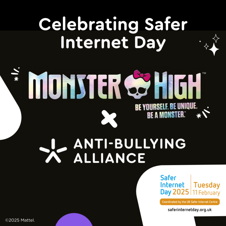 An image with Monster High and ABA logo, saying "celebrating safer internet day'