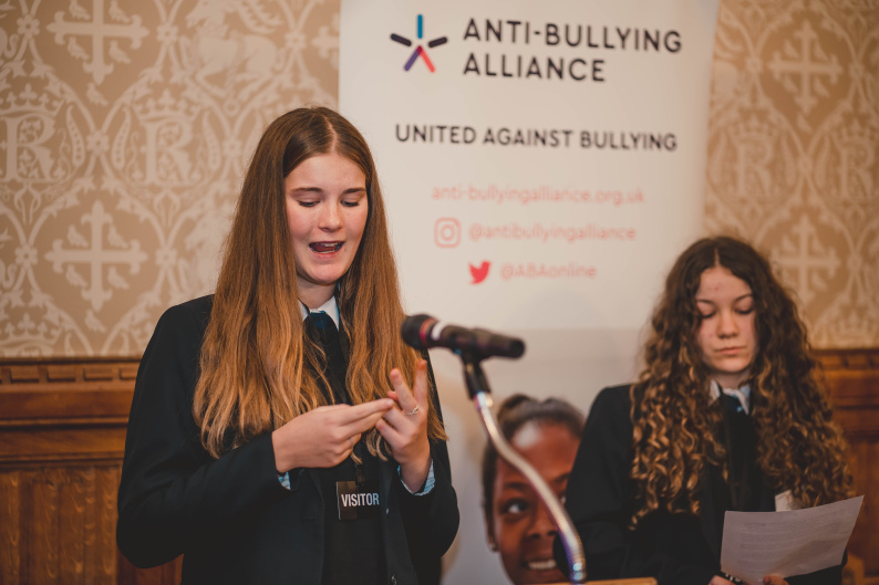Young people speaking at our our parliamentary event to celebrate our 20th birthday 