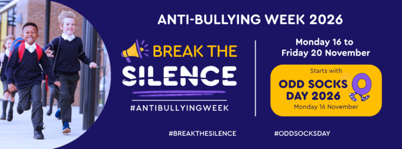 Anti-Bullying Week 2026  banner, including Anti-Bullying Week: break the Silence logo