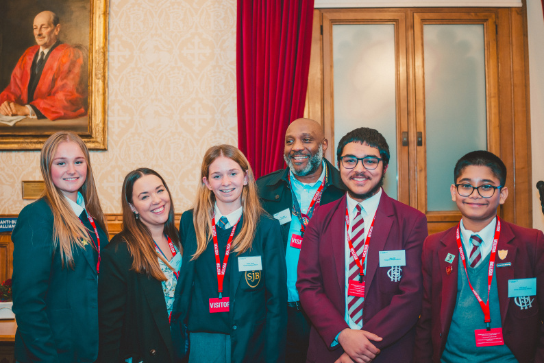 The Young ABA members with teachers at a parliamentary event