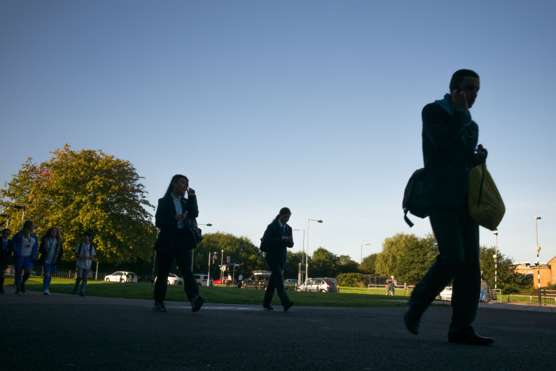 People walking around in a park