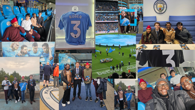 Images of young people at a Manchester City football match