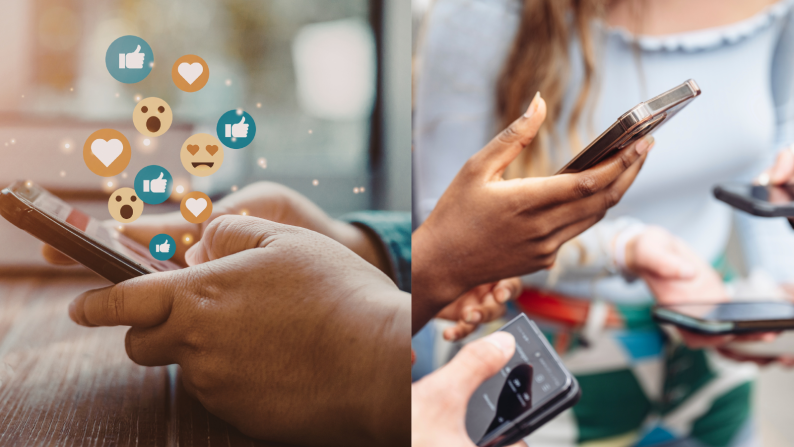Hands holding smart phones