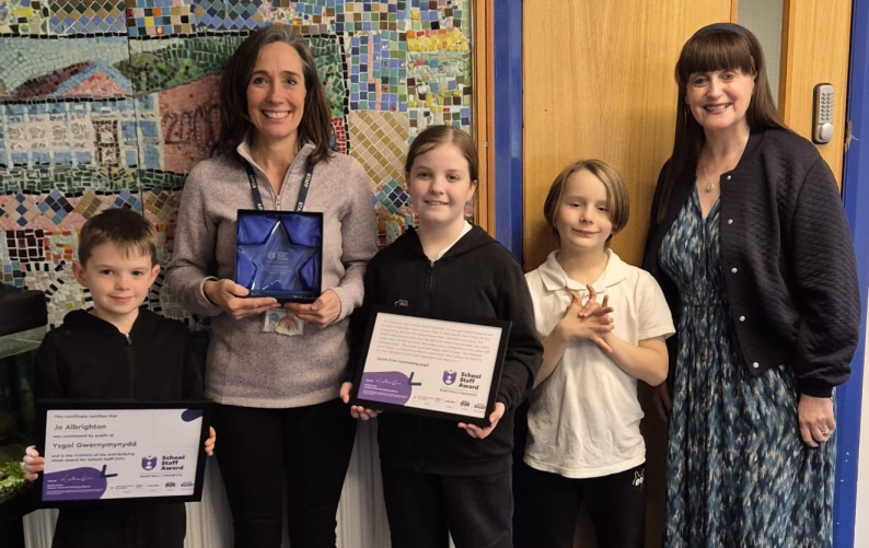 Anti-Bullying Week School Staff Award image of BulliesOut awarding an award winner